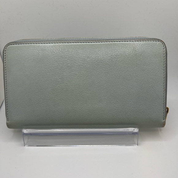 GUC Celine Leather Baby Blue Long Zip Wallet - Picture 2 of 8